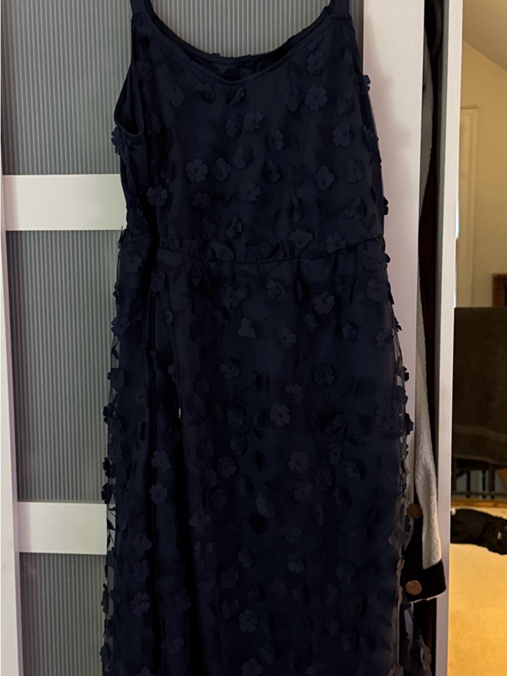 BloomChic Navy Floral Appliqué Midi Dress